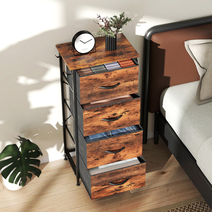 Balo Fabric And Metal Rustic Brown 4 Drawer Storage Chest
