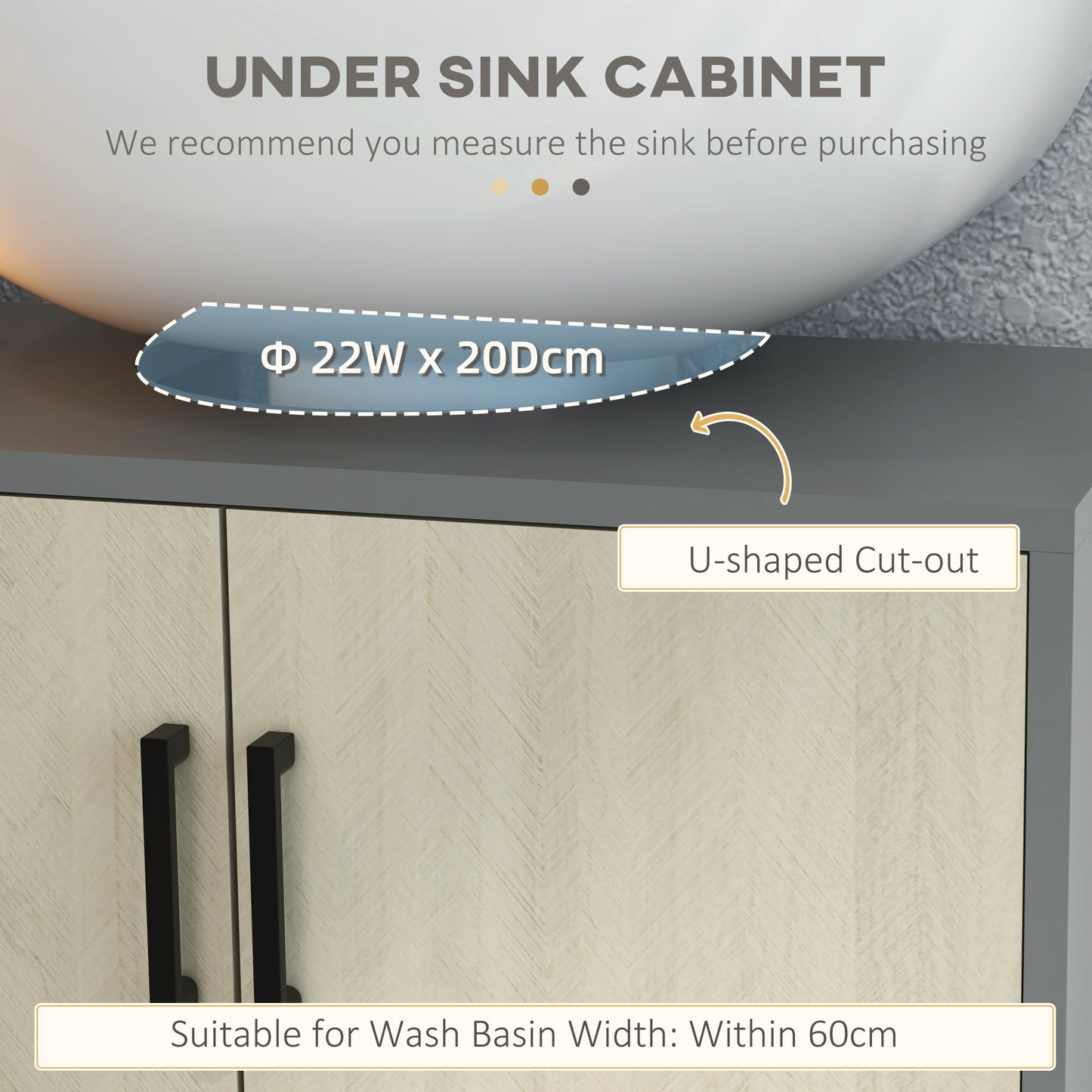 Tokafa Bathroom Furniture Set With Tall Cabinet And Under Sink Storage In Grey