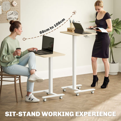 Coviro Small 65cm White And Wood Effect Desk Adjustable Height