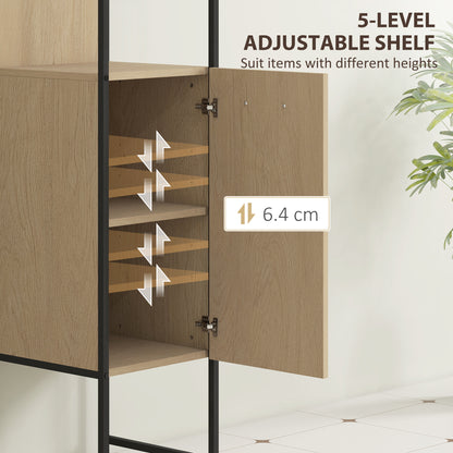 Supave Tall Bathroom Storage Cabinet With OFauxn Shelving And Adjustable Interior Natural Wood Finish