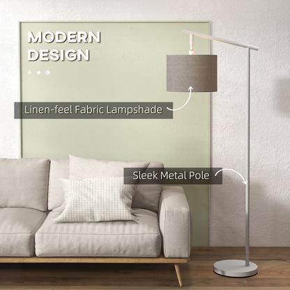 Moneel Metal Grey Adjustable Floor Lamp With 350 Degree Rotating Shade And LED Bulb