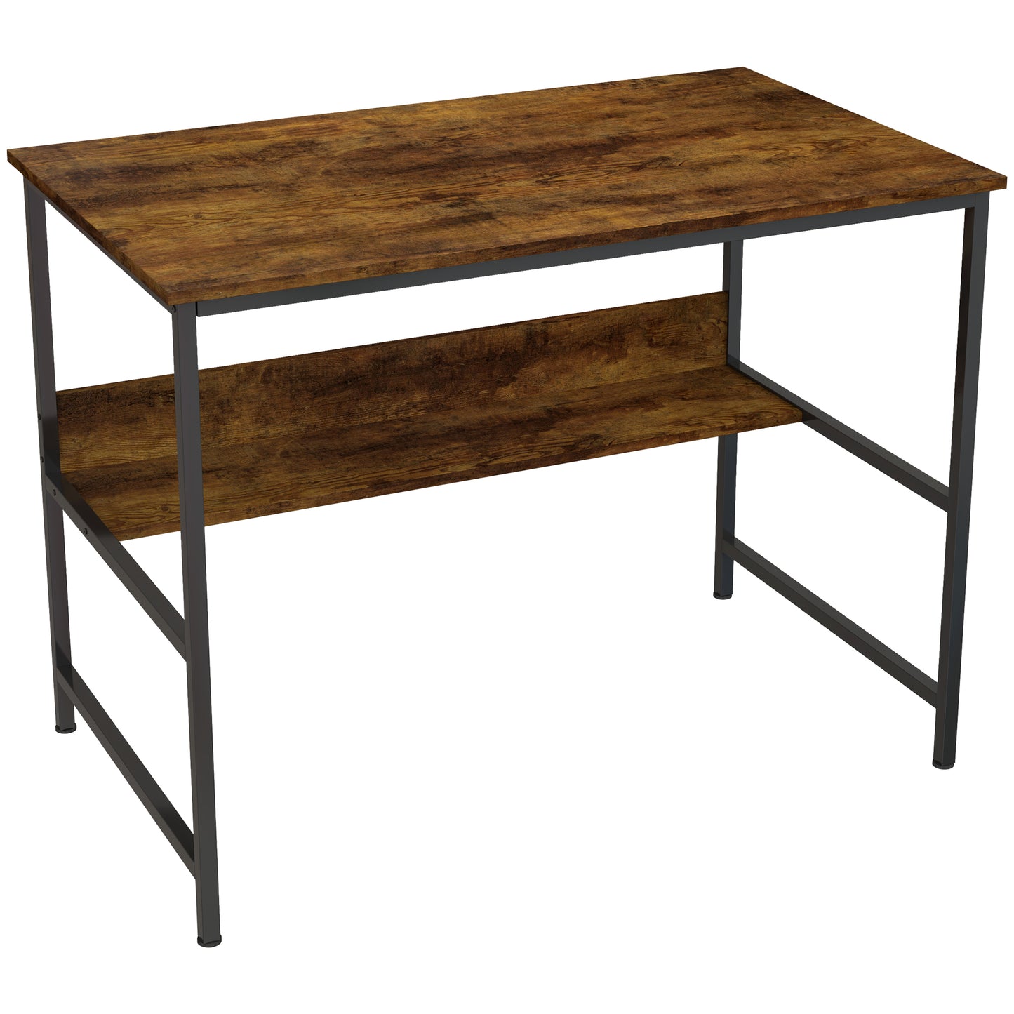 Kesare 100cm Wooden Rustic Brown 2 Tier Home Office Desk