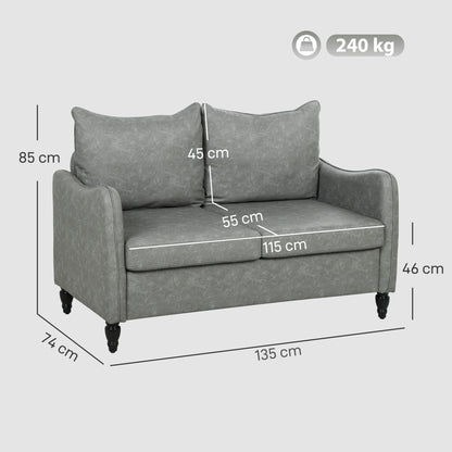 Yodilo Grey Faux Leather Marble Effect 2 Seater Sofa