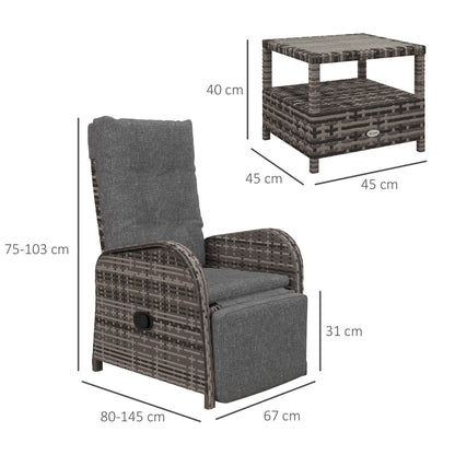 Elcoto Grey And Brown Rattan 2 Seater Outdoor Chaise Lounge Chair Set With Fabric Cushions