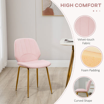 Hana Velvet Pink Dining Chairs Set Of 2 With Padded Seat And Steel Legs