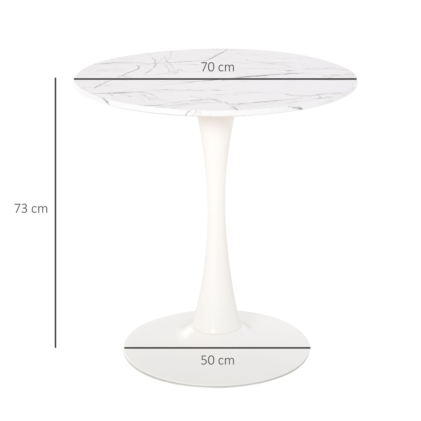 Tilara  Metal And Wooden White Round Bistro Dining Table With Steel Base
