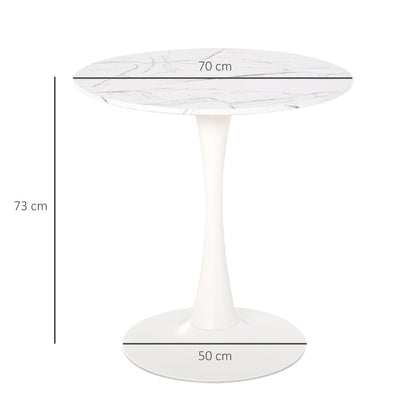 Tilara  Metal And Wooden White Round Bistro Dining Table With Steel Base