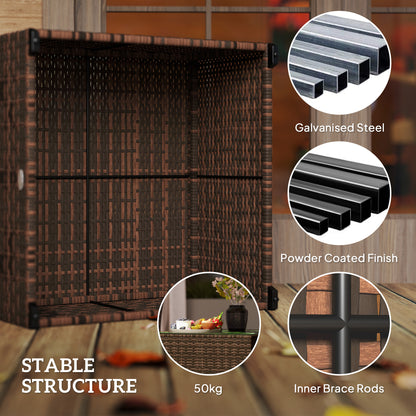 Nolone Brown Rattan Outdoor Glass Top Side Table