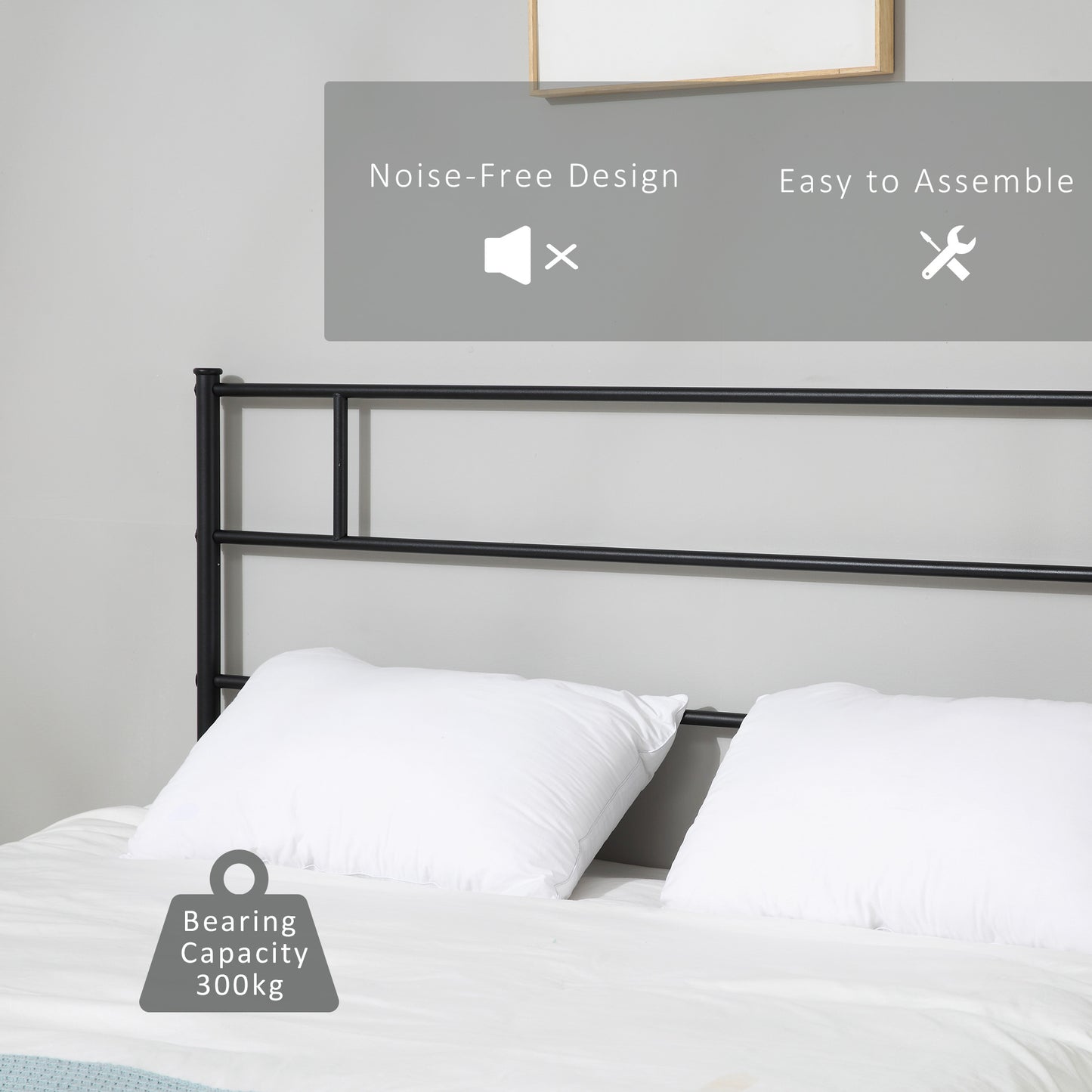 Palo 4FT6 Double Metal Bed Frame with Headboard and Footboard