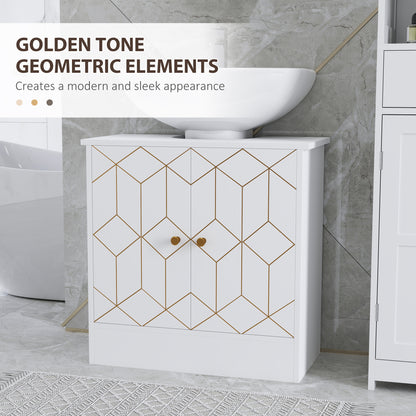Verado Under Sink Bathroom Storage Cabinet With Adjustable Shelves And Open Compartment White