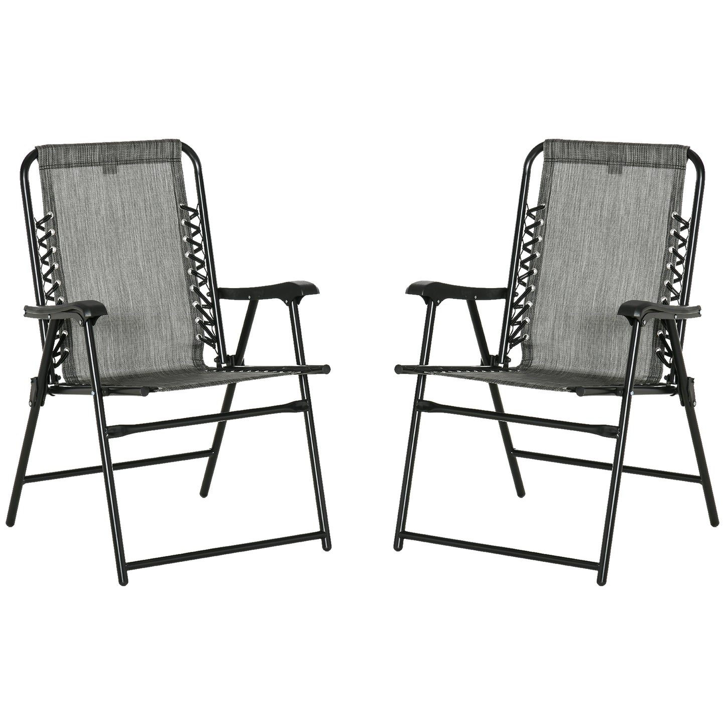 Losota Kefi Metal Grey Set Of 2 Foldable Outdoor Lounger Chairs With Armrests