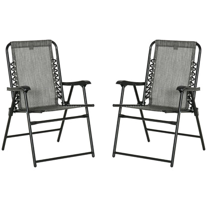 Losota Kefi Metal Grey Set Of 2 Foldable Outdoor Lounger Chairs With Armrests