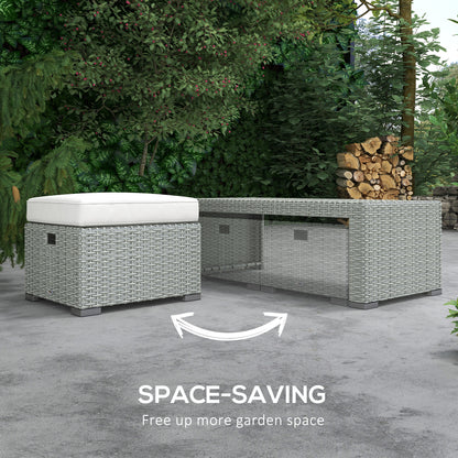 Tanette Rattan Grey 7 Seater Outdoor Sofa Set With Reclining 2 Armchairs And 2 Stools