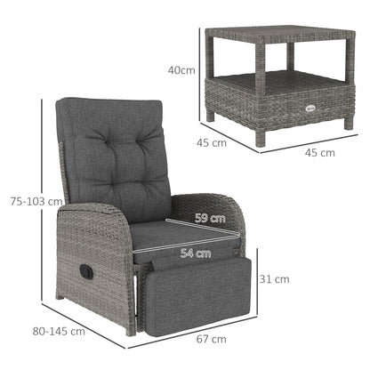 Hafa Rattan Grey 2 Seater Outdoor Chaise Lounge Sofa Set With Cushions