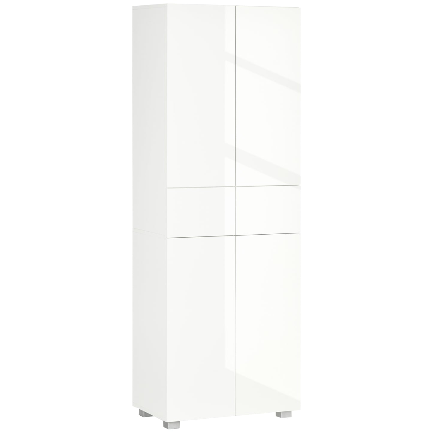 Luvami High Gloss White 4 Door Kitchen Cupboard With 5 Tier Storage And Push OFauxn Design