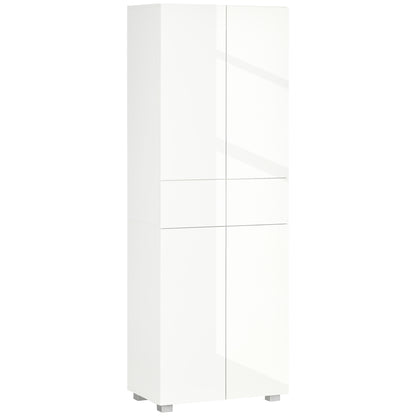 Luvami High Gloss White 4 Door Kitchen Cupboard With 5 Tier Storage And Push OFauxn Design