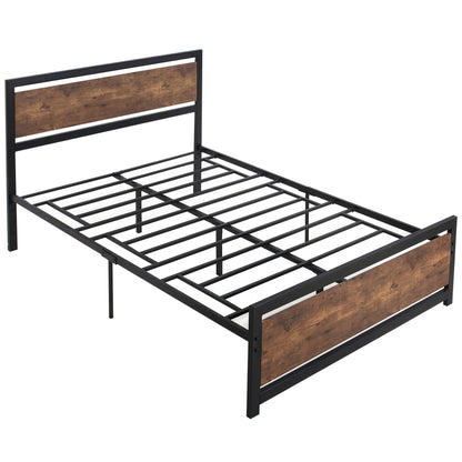 Vatoni 4FT6 Rustic Double Metal Bed Frame With Headboard and Footboard