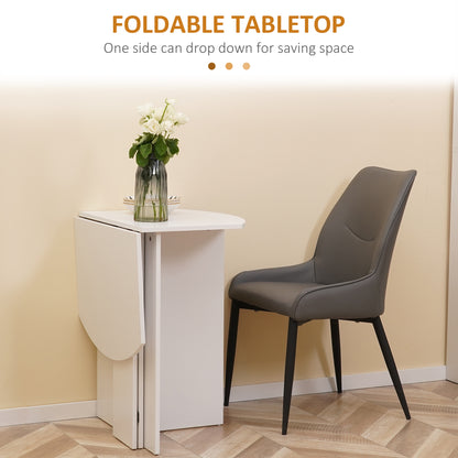 Nelu Wooden White Drop Leaf Dining Table For 4