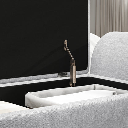 Nesama Linen Light Grey Storage Bench With Armrest