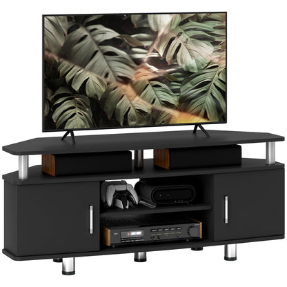 Zisaba Mika 120cm Wooden Black TV Storage Unit For Screens Up To 55 Inches 2 Doors and Shelves
