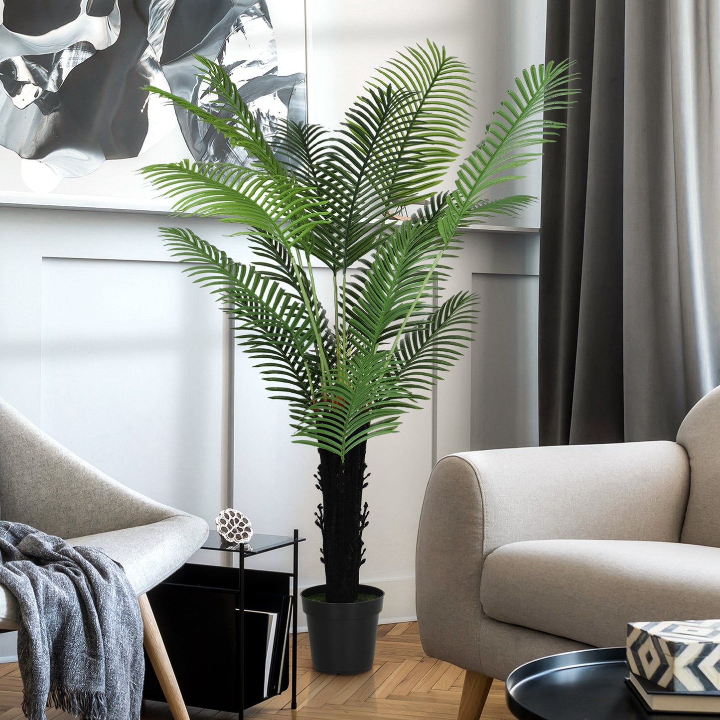 Seta Tall Artificial Areca Palm With Layered Leaf Detail In Pot H8 175cm Green