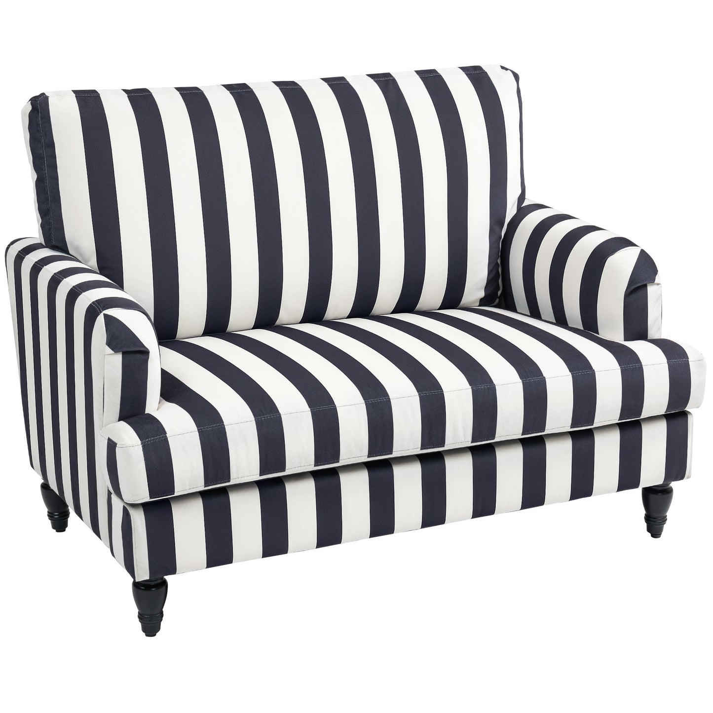 Yosefi Black And White Velvet Cuddle Accent Sofa Stripe Design
