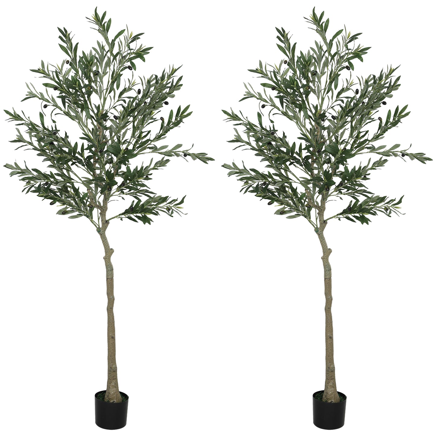 Dokeha Kata Set Of 2 Artificial Olive Style Trees With Silk Leaf Finish