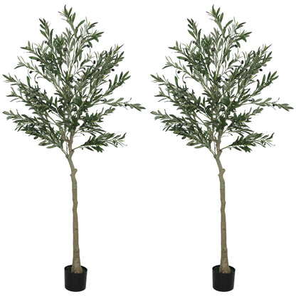Dokeha Kata Set Of 2 Artificial Olive Style Trees With Silk Leaf Finish