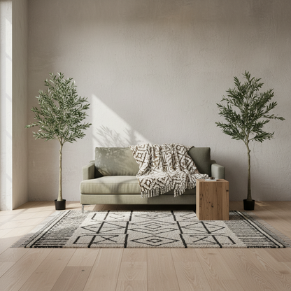 Dokeha Kata Set Of 2 Artificial Olive Style Trees With Silk Leaf Finish