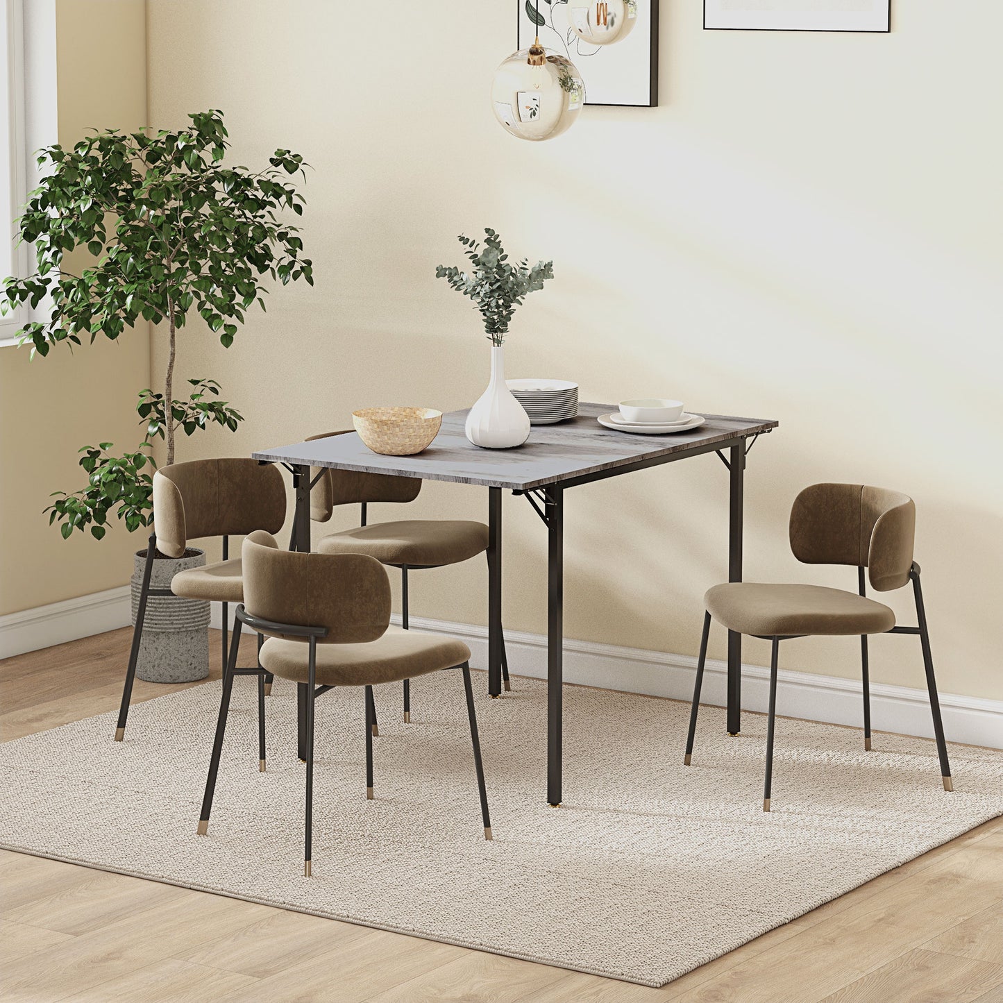 Maretti Wooden Grey Drop Leaf Dining Table Seating 4