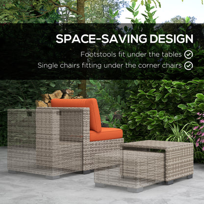 Suve Grey Rattan 6 Seater Garden Furniture Set With Orange Cushions