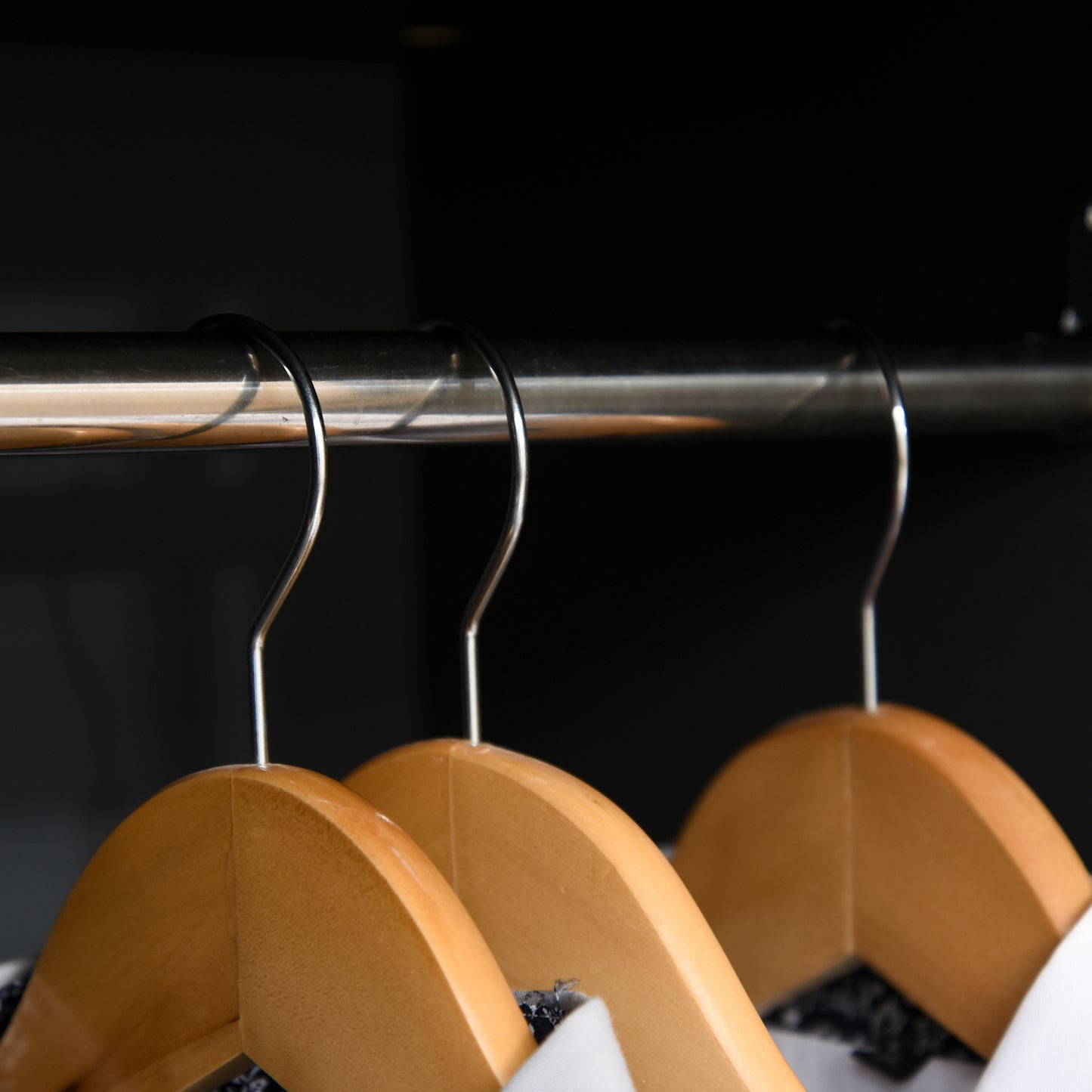 Belavyn Black and Natural Chevron Wardrobe With Hanging Rod Top Shelves And 2 Drawers