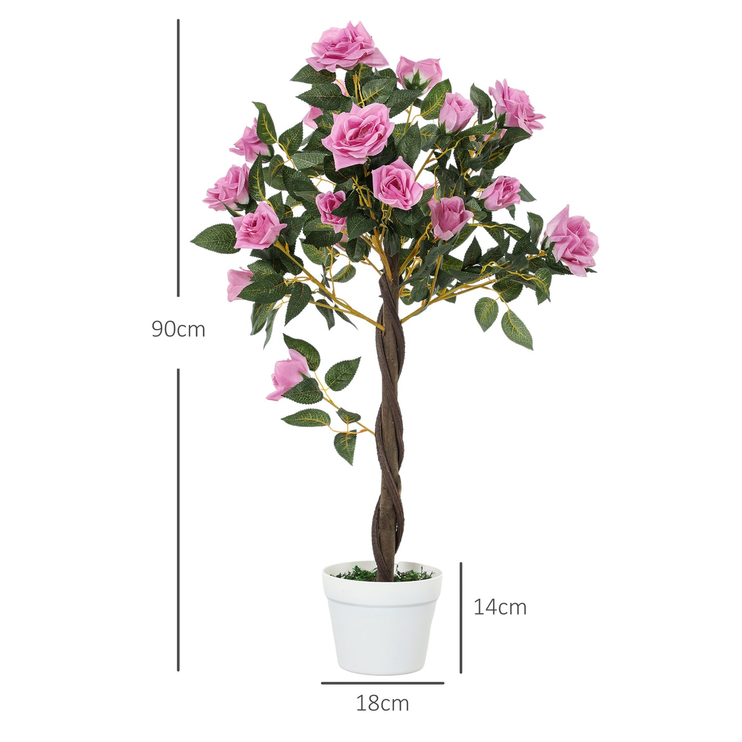Leropa Set Of 2 Artificial White Rose Floral Plants In Pots H8 90cm
