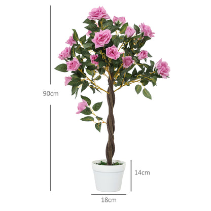 Leropa Set Of 2 Artificial White Rose Floral Plants In Pots H8 90cm