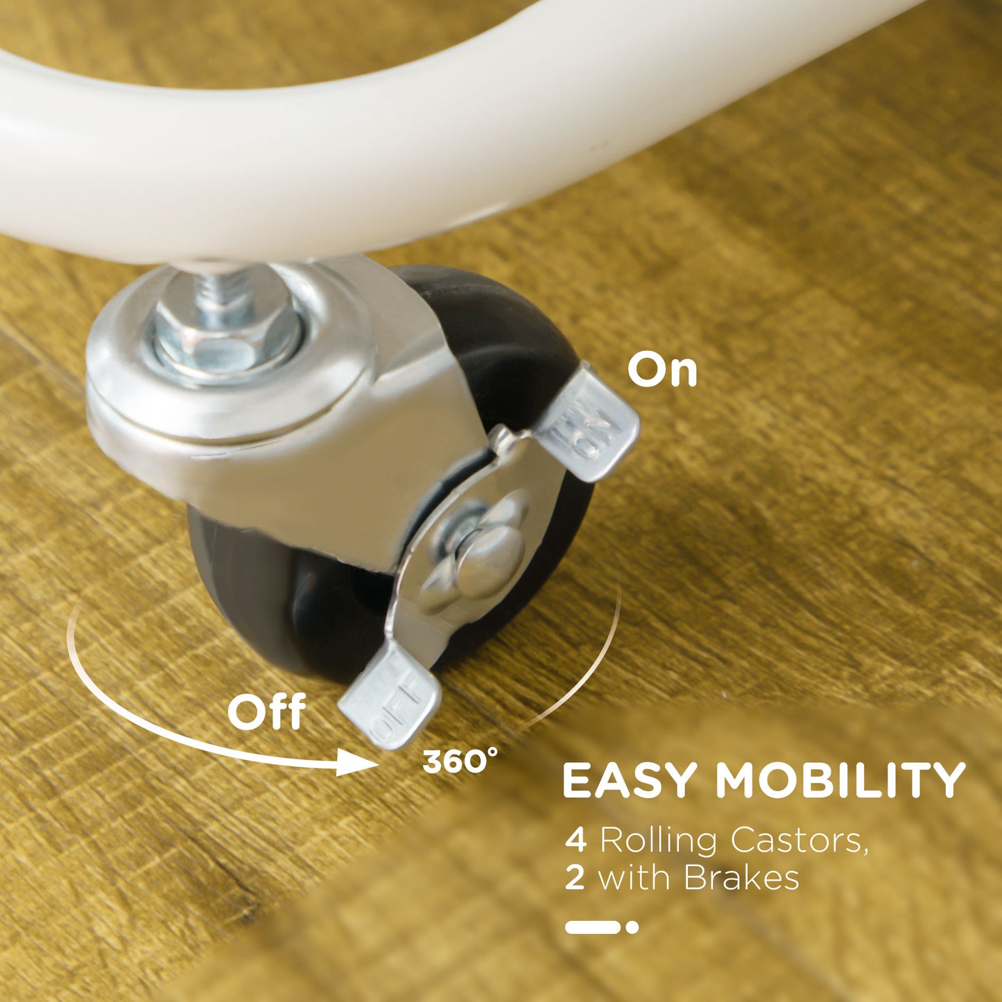 Molole Seba Metal White 3 Tier Home Trolley With Handle And Wheels