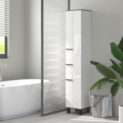 Mael Extra Tall Slim Bathroom Storage Cabinet In White 190cm
