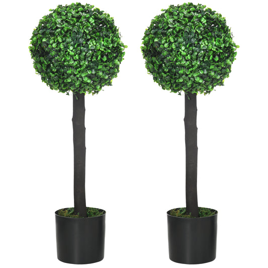 Losasa Zimo Set Of 2 Artificial Boxwood Ball Trees Suitable For Indoor Or Outdoor Settings