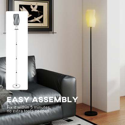 Yolure White Modern Floor Lamp With Flowing Curved Shade And Foot Switch