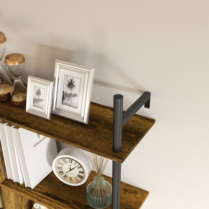 Todoco Wood And Metal Brown And Black 3 Tier Floating Wall Shelves