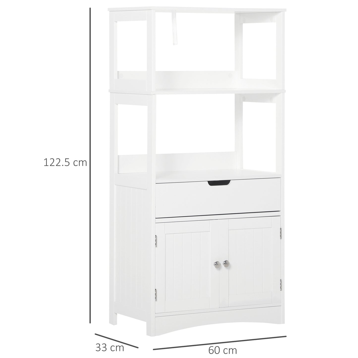 Disarike White Freestanding Storage Cabinet With Shelves Drawers And Double Doors For Bathroom Or Kitchen