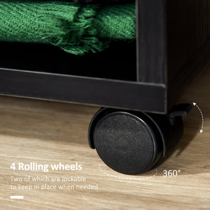 Beladell Small Black Open Wardrobe On Lockable Wheels With Hanging Rail And 2 Shelves