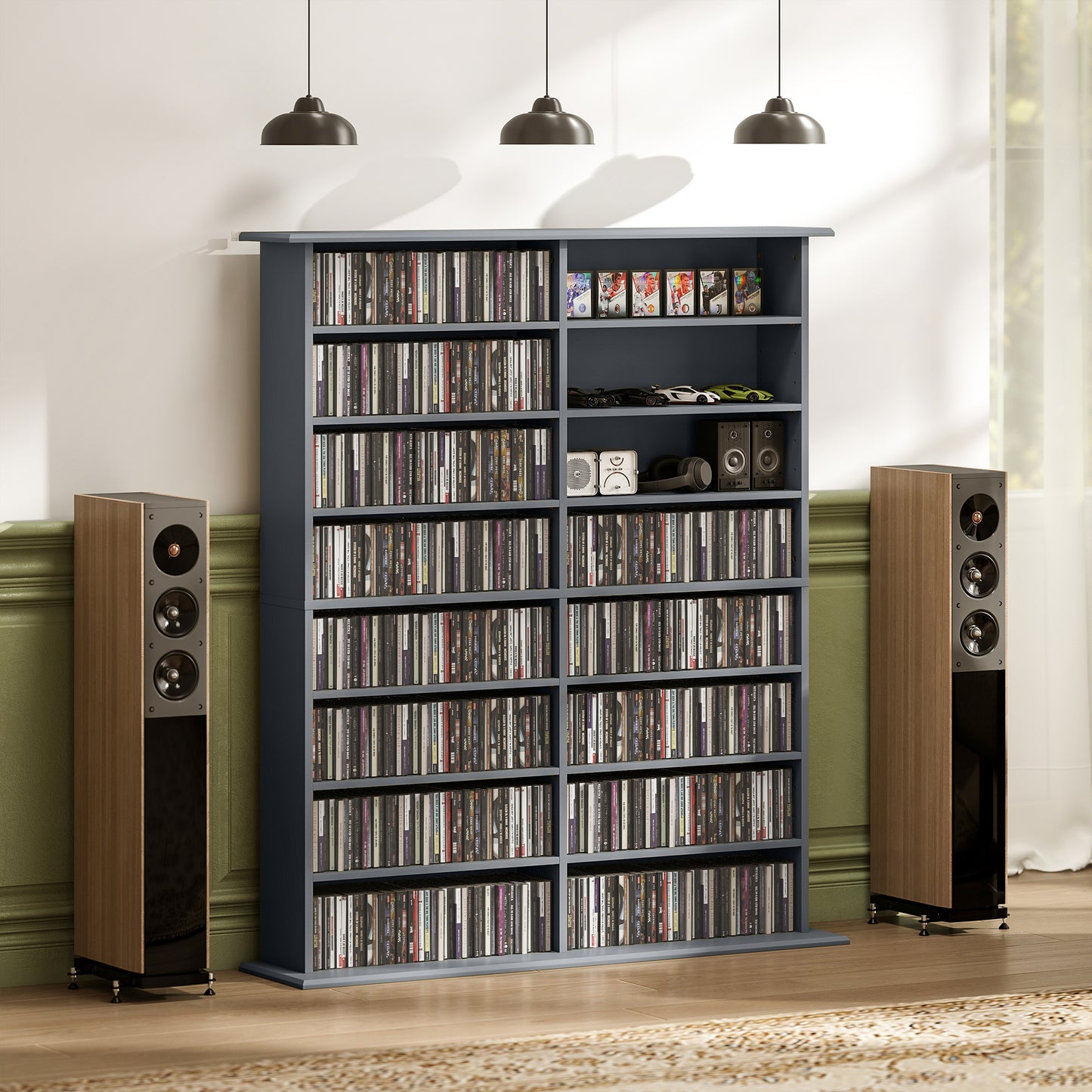 Yopayo Lora Wooden Grey 6teen Compartment Media Storage Shelf