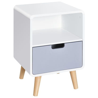 Tapayo Wooden Natural Scandinavian Style Bedside Table With Drawer And Shelf