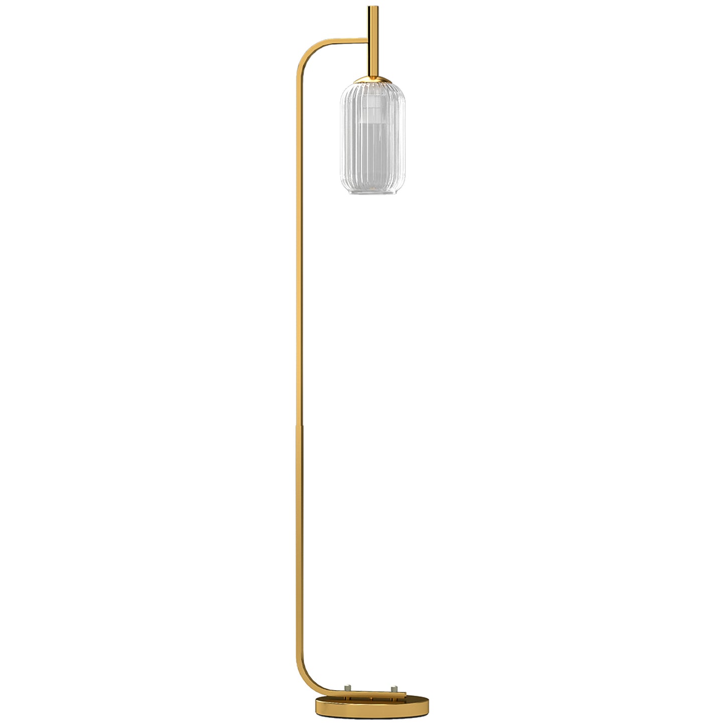 Lamittu Metal Gold Tone Floor Lamp With Glass Shade And Foot Switch