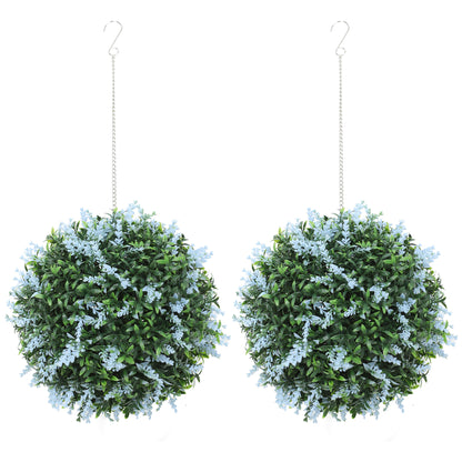 Maka Nosa Set Of 2 UV Resistant Artificial Topiary Ball Plants In Blue