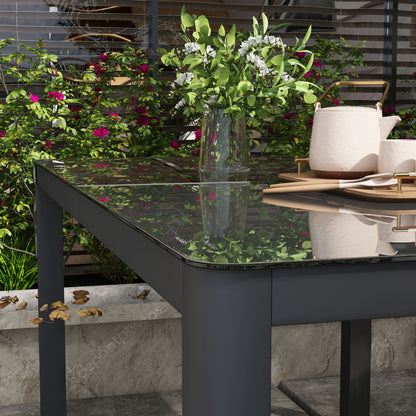 Cona 150cm Aluminium Grey Rectangular Outdoor Table With Glass Top
