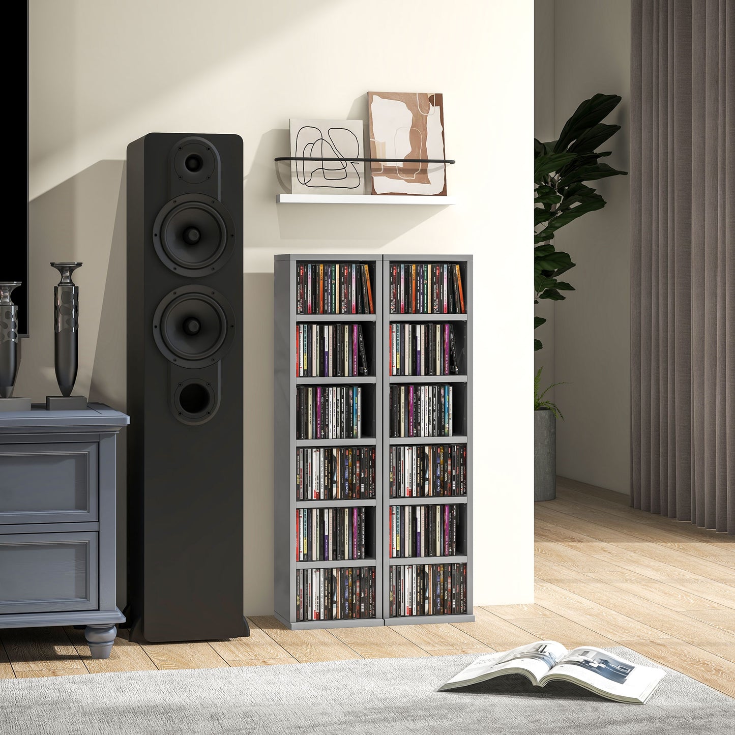 Neta Vipa High Gloss Grey Set Of 2 CD Storage Units With 102 Disc Capacity