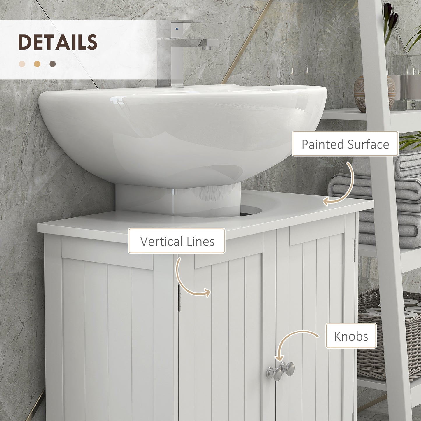 Neha Under Sink Bathroom Vanity Storage Unit With 2 Tier Interior White