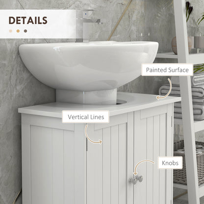 Neha Under Sink Bathroom Vanity Storage Unit With 2 Tier Interior White