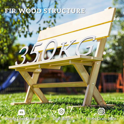 Soyo Fir Wood Natural 2 Seater Garden Bench With Slatted Seat And Angled Back